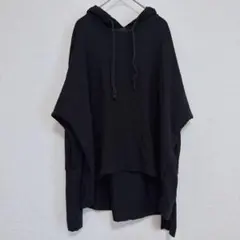 モッシモ 無地 パーカー フード ドルマン 長袖 XL 黒 綿 お出かけのサムネイル