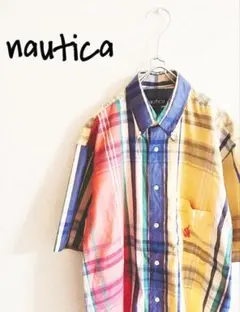 D220243 90's nautica マルチカラー チェック柄 半袖シャツのサムネイル