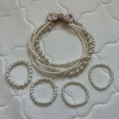 エレガントなフェイクパールネックレスセット