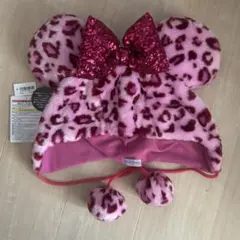 ディズニー ヒョウ柄 ファンキャップ ピンク ミニー