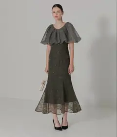 【即日発送】2WAYオフショルダーパフスリーブバリエマーメイドワンピースドレス