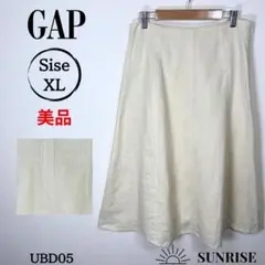 ★美品★ GAP ギャップ アイボリーフレアスカート ひざ丈 リネン 麻 XL