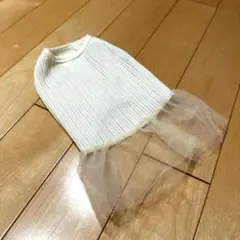 リブニット チュールスカート ドッグウェアthreeppy ダイソー　犬服のサムネイル