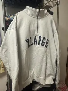 XLARGE ホワイト ハーフジップ スウェット