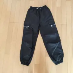 ブラック カーゴパンツ ウエストゴム