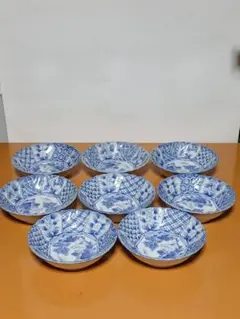染付 皿 8枚セット 山水画 伝統工芸 - メルカリ