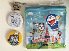 ドラえもん 巾着 缶バッジ キーホルダー セット