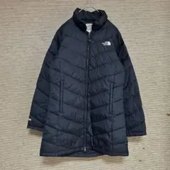 【ノースフェイス】ロングダウンコート　黒ブラック刺繍　インナー　軽量　G