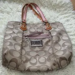 Coach トートバッグ ベージュ ピンク
