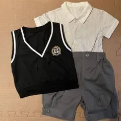 フォーマルキッズ服セット　90cm （黒ベスト・シャツ・パンツ）