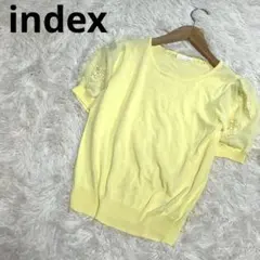 index インデックス 半袖ニット 刺繍チュール袖 イエロー S M208のサムネイル