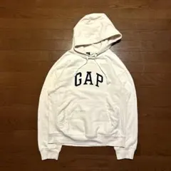専用‼️OLD GAP リバースウィーブタイプ オフホワイト ロゴパーカー M