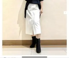 UNIQLOプラスJ コットンリネンラップスカート　ホワイト 未使用品