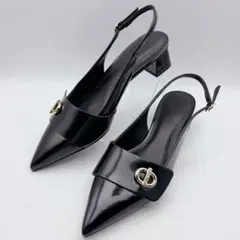 極美品✨チャールズ&キース ポインテッドトゥ バックストラップ パンプス 黒