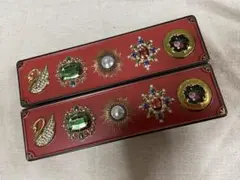 未使用・2個セットビジュー缶　空缶　ガゼット(赤)お菓子のミカタ