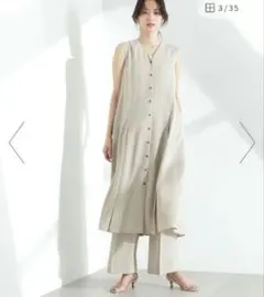 メランジドライ ベルト付きVネックワンピース　ナノユニバース