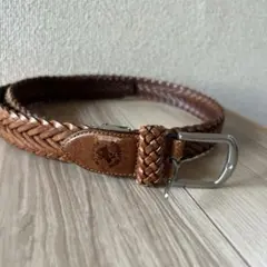 ブラウン レザー 編み込みベルト