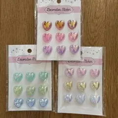 ハート　デコレーションシール　３個