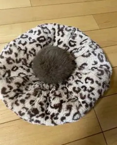 ヒョウ柄 ベレー帽