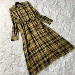 【極美品】ブルーレーベルクレストブリッジ チェック柄シャツワンピース　イエロー