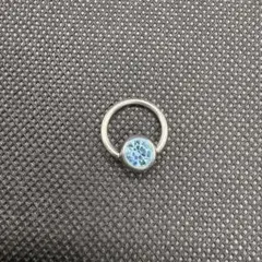 青色ストーンの金属製ピアス(片耳用) 14G