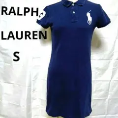 Polo Ralph Lauren　ネイビー　 ワンピース 半袖S ロゴ刺繍付き