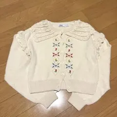 ZARA カーディガン 花刺繍付き