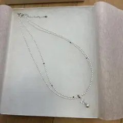 パール付き二重チェーンネックレス