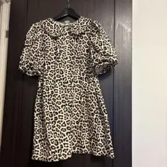 H&M ヒョウ柄　パフスリーブ　フリル　シャツ