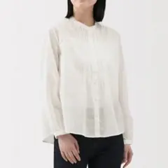 無印良品 婦人 綿ボイル長袖ブラウス ＸＬ オフ白