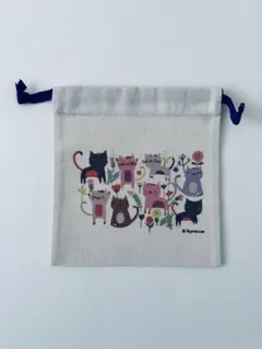 猫のイラスト 巾着袋 キャンバス
