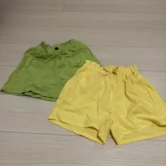 グリーンとイエローのハーフパンツ　2枚セット