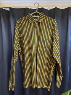 marimekko Jokapoikaヨカポイカ　緑と黄色のストライプ長袖シャツ