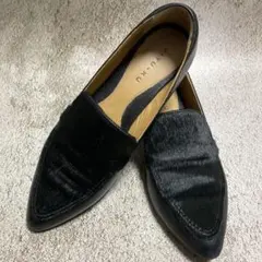 自由区　パンプス　ファー　黒　ローファー　M 23cm 〜23.5cm