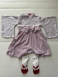 ベビー　女の子　花柄袴ロンパース　80 ひなまつり、お食い初めなど