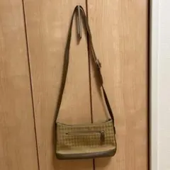 ミラショーン レディース オリーブ色 ハウンドトゥースパターン ショルダーバッグ