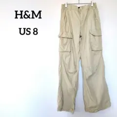 良品✨ H&M 【US8】 カーゴパンツ ワークパンツ ベージュ ワイド 無地