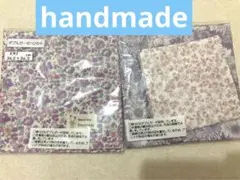 ハンドメイド花柄紫とピンク系３枚セット綿100%ハンカチセット　送料込み