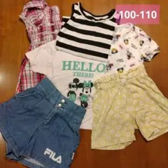 100 女の子 トップス✕4，ボトムス✕2，計6点セット【夏服まとめ売り】