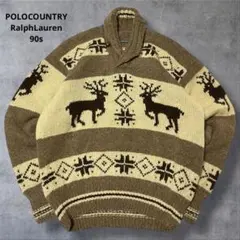90sRalphLaurenPOLOCOUNTRYノルディック柄セーターニットL