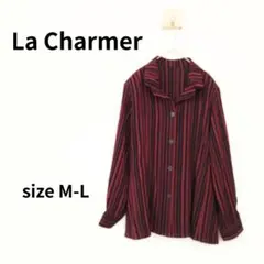 La Charmer　長袖ストライプ柄シャツ　開襟　M-Lサイズ　1724
