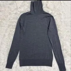 【美品】ジョンスメドレー タートルネック ニット S チャコール メリノウール