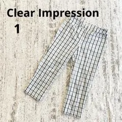 クリアインプレッション ギンガムチェック パンツ クロップド丈 1 ネイビー 青のサムネイル