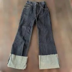 Chico ブーツカットデニム ダークブルー 折り返し