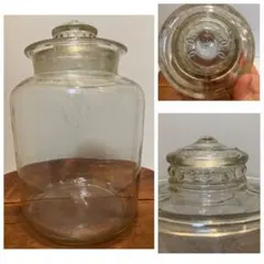 ガラス蓋が素敵な大きめサイズの菓子瓶◇古道具◇アンティーク瓶◇ガラスディスプレイ