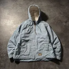 ダックパーカーアクティブジャケット裏ボア青ライトブルー短丈古着ストリートL