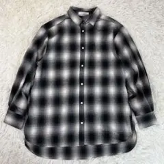 ショコラフィネローブ オンブレチェックシャツ ブラック