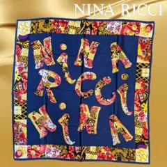美品 NINA RICCI ニナリッチ スカーフ 大判 ネイビー 花柄 大判のサムネイル