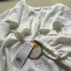 タグ付　DRESKIP フリル付ホワイト長袖ブラウス