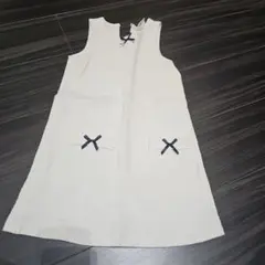 本日限定値下げ中.ᐟ‪.ᐟホワイト リボン付き ワンピース 6-7歳